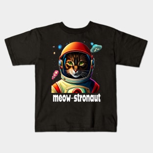 FUNNY SPACE CAT IS A MEOW-STRONAUT CUTE KITTEN FELINE Kids T-Shirt